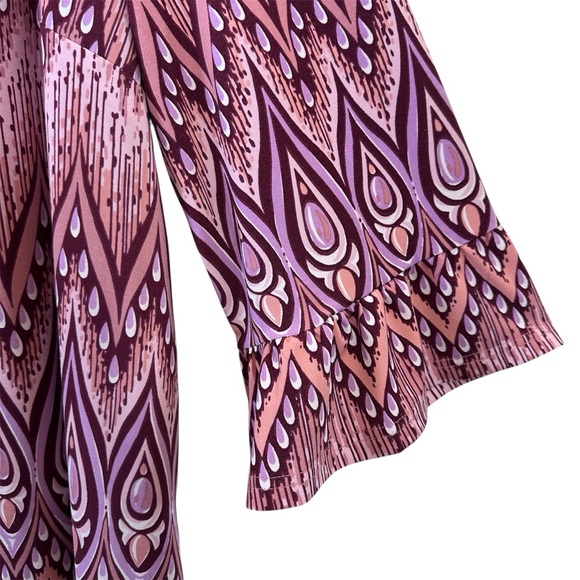 Bob Mackie Zigzag Peacock Bell Sleeve Blouse - Picture 4 of 10